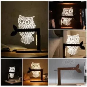 3D Illusion Owl Lamp Wooden Led Table Lamp – AW0L1