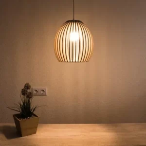 Modern Wooden Hanging Lamp Oval Shape Lamp Shade