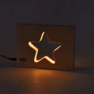 Star Night Lamp Wooden Night LED Bedside Lamp